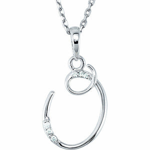 SALE Sterling Silver Diamond Letter "O" Script Initial 18" Necklace 45% Off SRP