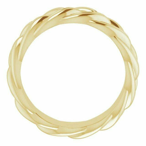 Image of 14k Yellow Gold Woven Design Wedding Band 6 mm Wide Size 4-12 Including 1/2 Size