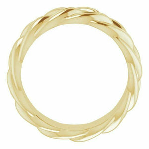 14k Yellow Gold Woven Design Wedding Band 6 mm Wide Size 4-12 Including 1/2 Size