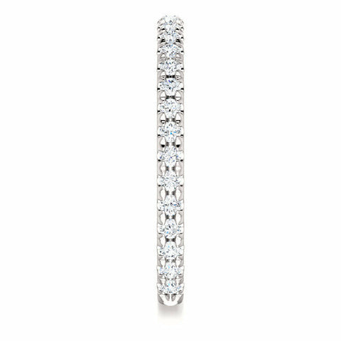 Image of French-Set Anniversary Band 14K White Gold 1/2 CTW Diamond Ring Sz 7 Stackable