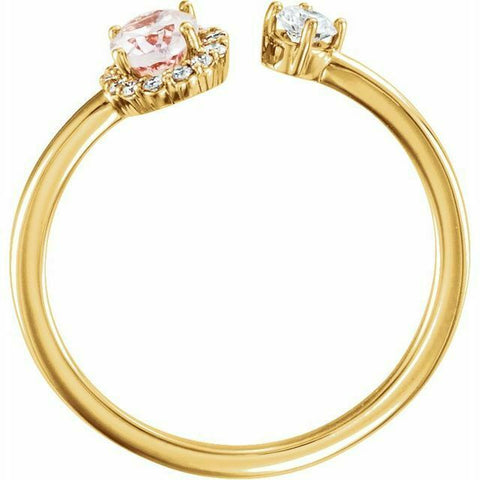 Image of 14K Yellow Gold Morganite and 1/6 CTW Diamond Negative Space Ring Size 7