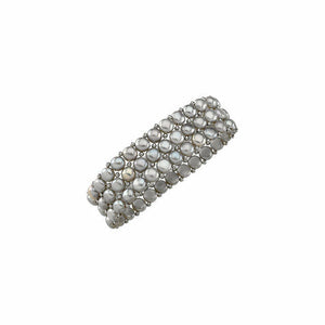 Freshwater Cultured Grey Pearl Three Row Stretch Bracelet Sterling Silver 7"