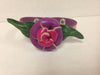 Handmade Pink and Purple Flower Leather Bracelet 2 Snap Closure Unique Gift Idea