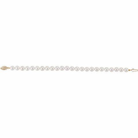 Image of Akoya Cultured Pearl 7" Bracelet 14K Yellow Gold 6-6.5mm "A" Quality Pearls