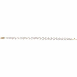 Akoya Cultured Pearl 7" Bracelet 14K Yellow Gold 6-6.5mm "A" Quality Pearls