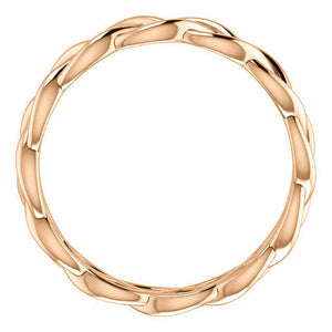 SIZE 10.5 - Woven Wedding Band 4.5mm Wide 14k Rose Gold Ladies Fashion Ring