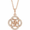 14K Rose Gold 1/8 CTW Diamond Five Fold Celtic Necklace 16-18" Adjustable Chain