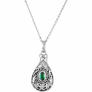 Image of MAY Tear ASH HOLDER Birthstone Pendant 18" Chain Sterling Silver Jewellery