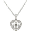 NEW Sterling SILVER Diamond HEART Pendant NECKLACE Filigree 18" FREE Shipping