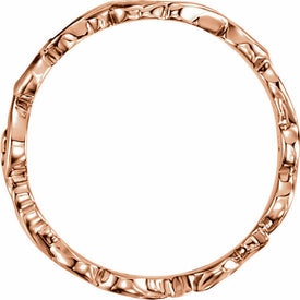 SIZE 8.5 - 14K Rose Gold Scroll Design Wedding Band 5mm Sculptural Inspired Ring