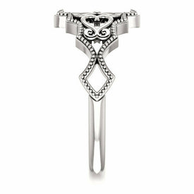 Sterling Silver Heart Design Vintage Inspired Ladies Fashion Ring Size 7