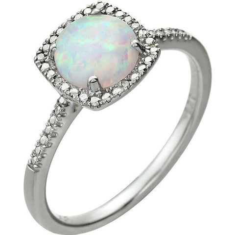 Image of Lab Created OPAL Fashion Ring Sterling Silver Size 8 October Birthstone Jewelry