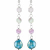 Freshwater Cultured Dyed Blue Pearl & Natural Crystal Bead Dangle Earrings SS