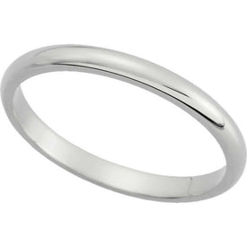 2.0 mm wide Half Round Wedding Band 14k White Gold Available in sizes 4 thru 13