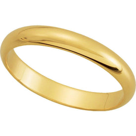 14k Yellow Gold Half Round Wedding Band 3.0 mm wide Available in sizes 4 thru 14