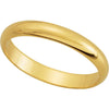 14k Yellow Gold Half Round Wedding Band 3.0 mm wide Available in sizes 4 thru 14