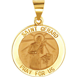 Saint St GERARD Pendant Medal 18.2 mm 14k Yellow Gold Round Religious Jewelry