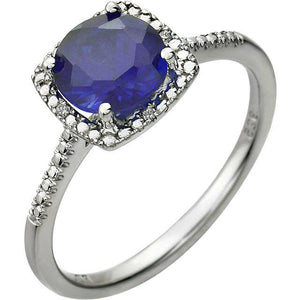 Lab Created Blue SAPPHIRE Fashion Ring Sterling Silver Birthstone Jewelry Size 8