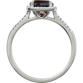GARNET and Diamond Accented Sterling Silver Ring JANUARY Birthstone Jewelry