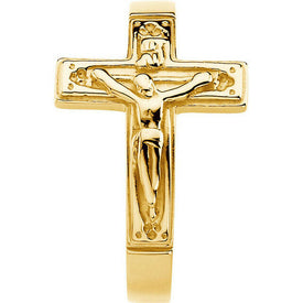Mens Size 10 Crucifix Ring 10k Yellow Gold New Item Religious Jewelry 15.0mm