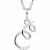 Initial "E" Diamond Script Sterling Silver Necklace .03 ct tw 18" Inch Chain