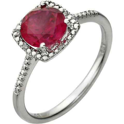 Image of Lab Created RUBY Fashion Ring Sterling Silver Size 8 July Birthstone Jewelry