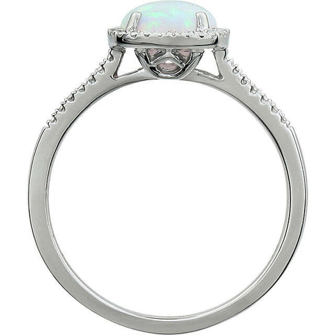 Image of Lab Created OPAL Fashion Ring Sterling Silver Size 8 October Birthstone Jewelry