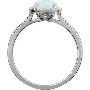 Lab Created OPAL Fashion Ring Sterling Silver Size 8 October Birthstone Jewelry