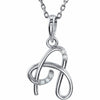 Initial "A" Diamond Script Sterling Silver Necklace .03 ct tw 18" Inch Chain