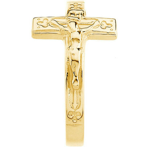 Image of SIZE 9.5 - 10k Yellow Gold Crucifix Chastity Ring Religious Jewelry Free Ship