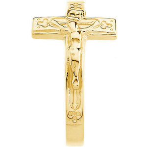 SIZE 8 - 10k Yellow Gold Crucifix Chastity Ring Religious Jewelry Free Shipping