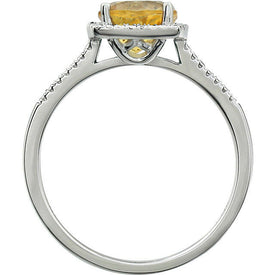 CITRINE and Diamond Accented Sterling Silver Ring NOVEMBER Birthstone Jewelry