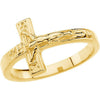 SIZE 8 - 10k Yellow Gold Crucifix Chastity Ring Religious Jewelry Free Shipping