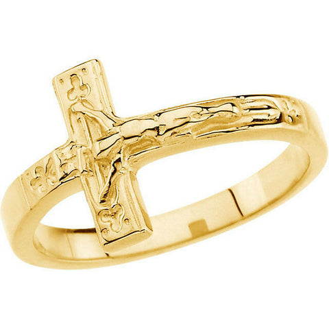Image of SIZE 9.5 - 10k Yellow Gold Crucifix Chastity Ring Religious Jewelry Free Ship