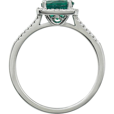 Image of Lab Created EMERALD Fashion Ring Sterling Silver Size 8 May Birthstone Jewelry