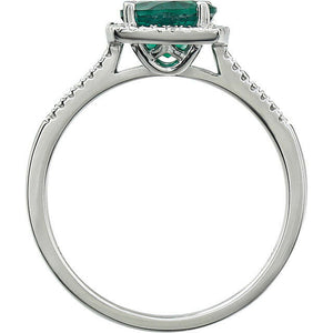 Lab Created EMERALD Fashion Ring Sterling Silver Size 8 May Birthstone Jewelry