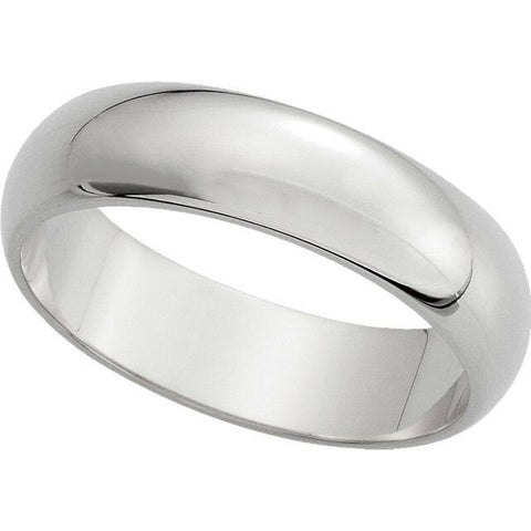 Image of 5.0 mm wide Half Round Wedding Band 14k White Gold Available in sizes 4 thru 15